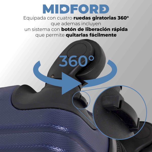Valija carry on rígida de ABS con ruedas 360° para viaje