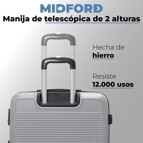 Set de 3 valijas rígidas con 4 ruedas 360° – grande, mediana y chica