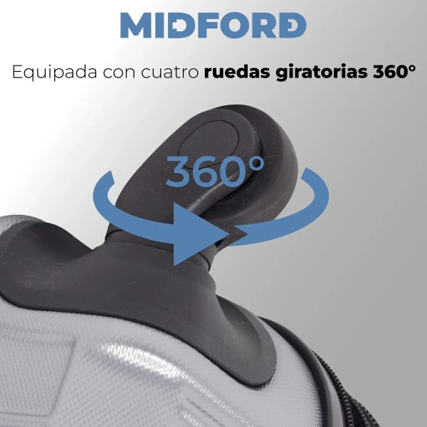 Set de 3 valijas rígidas con 4 ruedas 360° – grande, mediana y chica