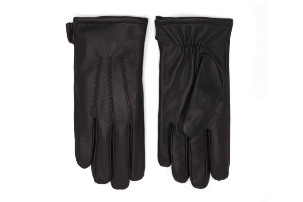 Guantes de cuero de oveja negros térmicos para hombre