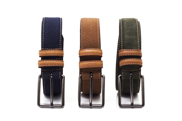 Cinturón de cuero gamuzado para hombre