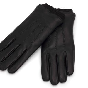 Guantes de cuero con puño tejido para hombre
