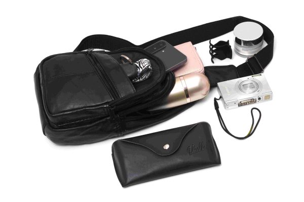 Morral de cuero genuino tipo bandolera sling