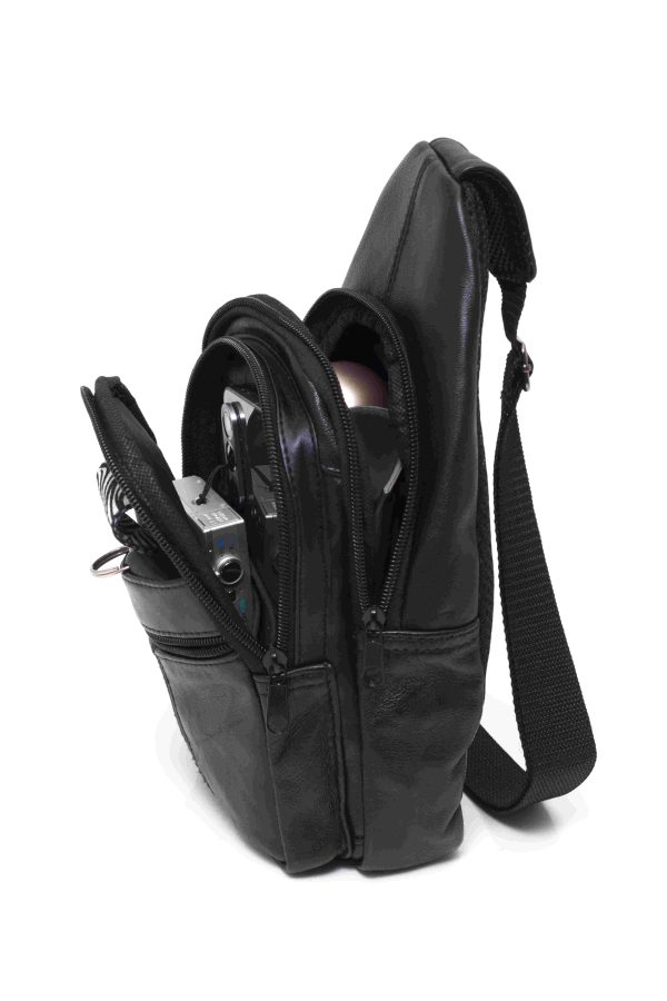 Morral de cuero genuino tipo bandolera sling
