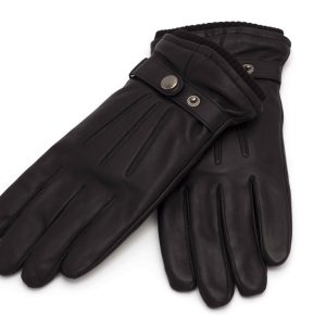 Guantes de cuero para hombre con puño tejido y broche