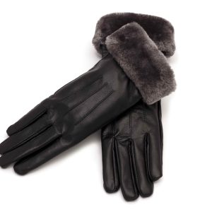 Guantes de cuero genuino para mujer con interior acolchado