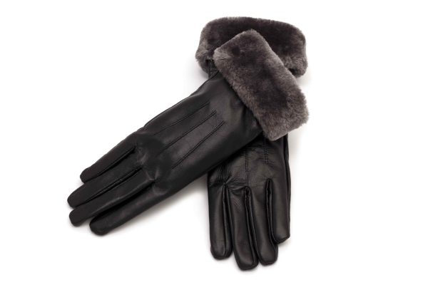 Guantes de cuero genuino para mujer con interior acolchado