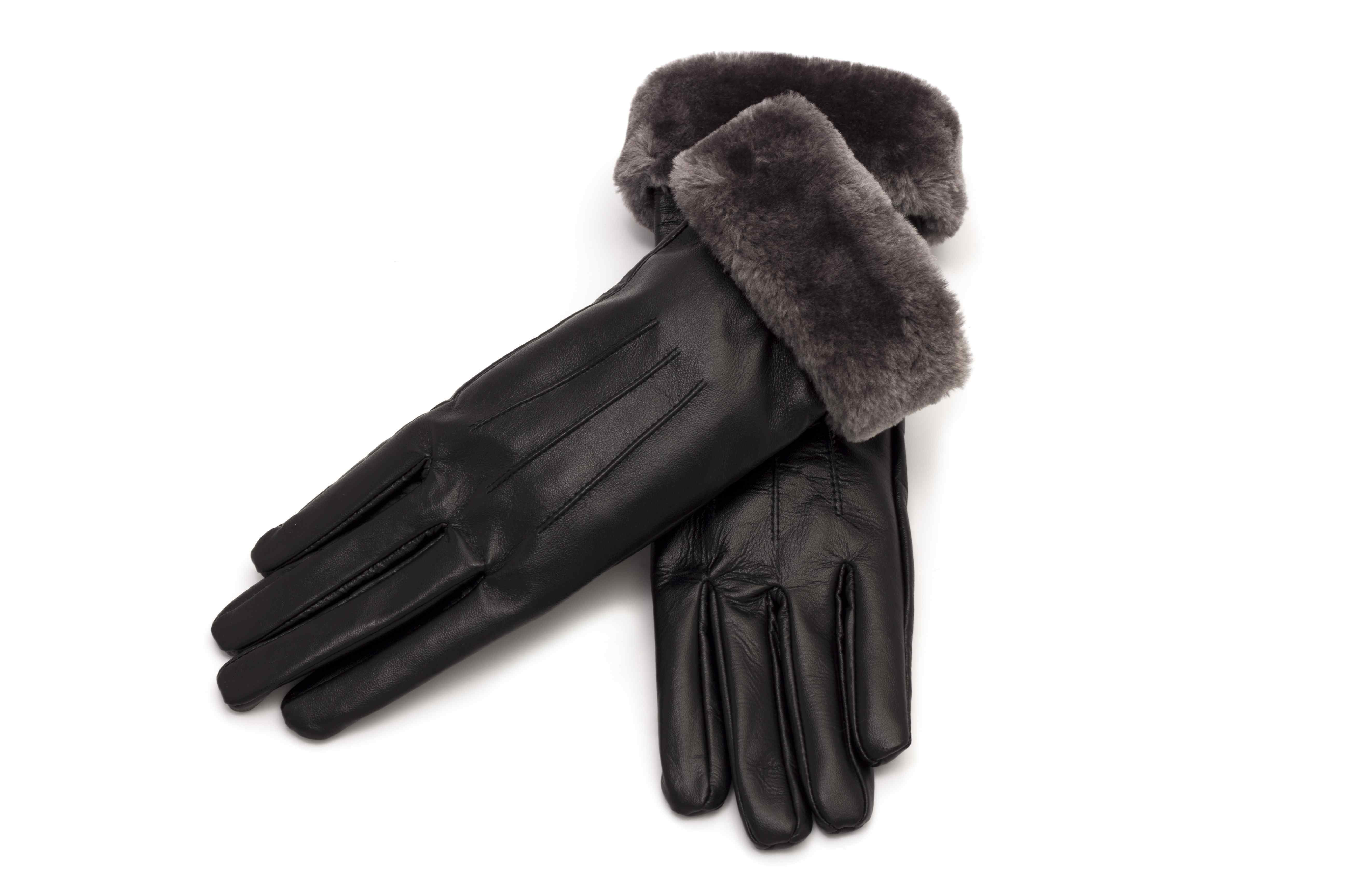 Guantes de cuero genuino para mujer con interior acolchado