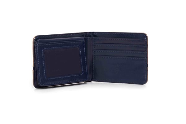 Billetera gris y azul marino para hombre con ventana para DNI