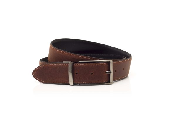 Cinturón reversible de cuero de hombre