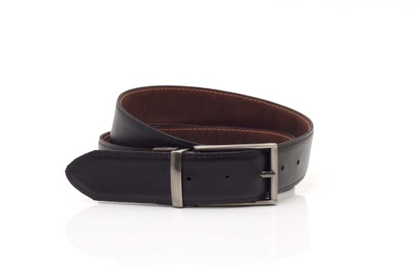 Cinturón reversible de cuero de hombre