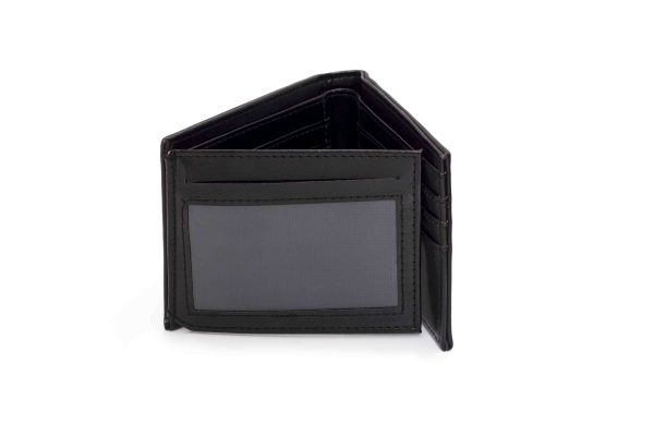 Billetera clásica para hombre negra con espacio para tarjetas y DNI