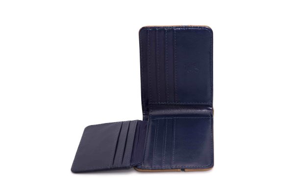 Billetera gris y azul marino para hombre con ventana para DNI