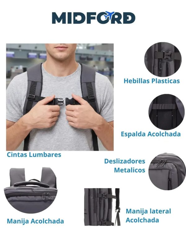 Mochila Grande para Viaje Equipaje de Mano Unisex