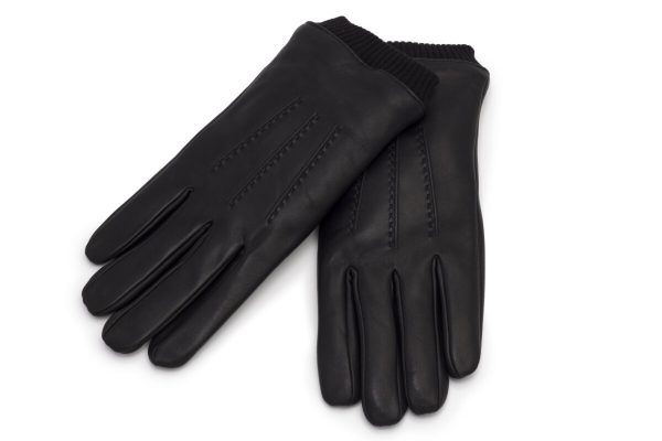 Guantes de cuero con puño tejido para hombre