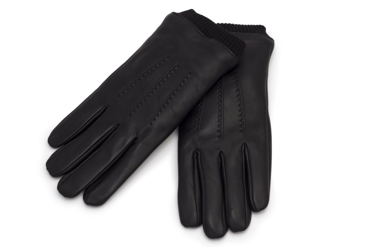 Guantes de cuero con puño tejido para hombre
